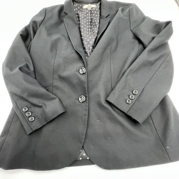 Chicos City Chic Black Blazer Polka Dot Lining Size 2/Large - Picture 1 of 5